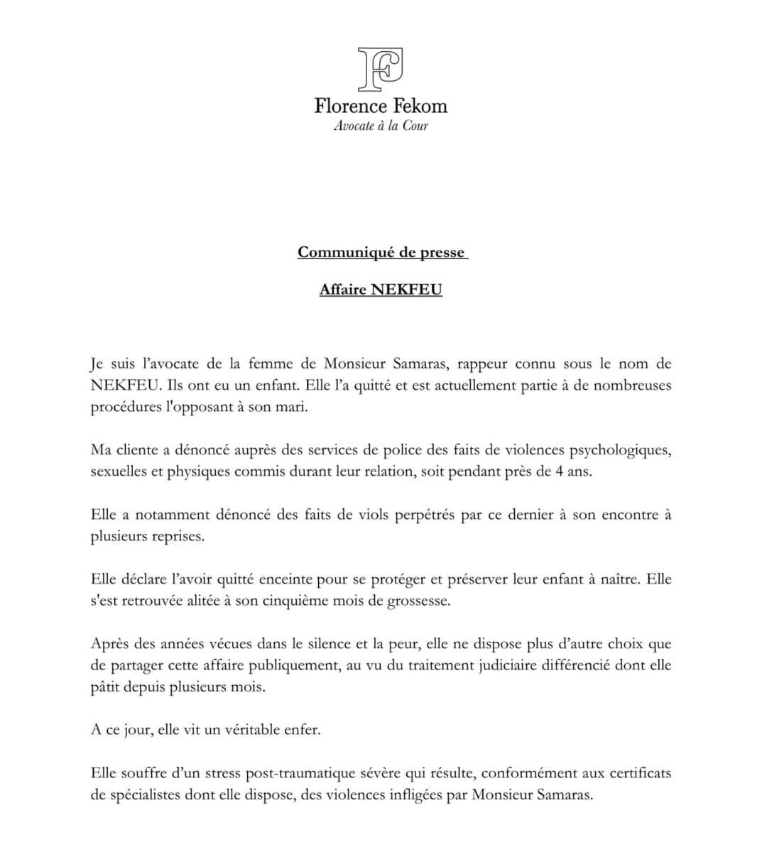 Le rappeur Nekfeu accusé par sa femme de l’avoir violée à plusieurs reprises